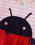 Ladybug Striped Appliqu¨¦ Dress - CCMOM