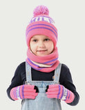 Letter Jacquard Knitted Hat + Scarf + Gloves Set - CCMOM