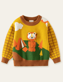 Lion-Decorated Long-Sleeved Sweater - CCMOM