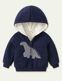 Little Dinosaur Appliqu¨¦ Hooded Zip Jacket