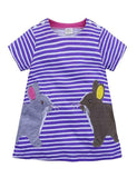 Lovely Mouse Appliqu¡§| Striped Short Sleeve Toddler Dress - CCMOM