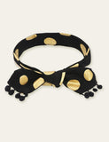 Polka Dot Printed Fur Ball Hair Band - CCMOM
