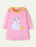 Rabbit Appliqu¨¦ Long Sleeve Dress - CCMOM