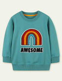 Rainbow Appliqu¨¦ Long-Sleeved Sweater