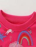 Rainbow Clouds Pony Print Terry Long-Sleeved Sweater - CCMOM