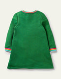 Rainbow Pony Appliqu¨¦ Long Sleeve Dress - CCMOM
