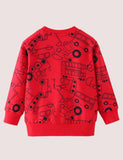 Red Full Printed Car Sweatshirt - CCMOM