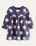 Santa Claus Full Printed Long Sleeve Dress