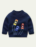 Sports Car Embroidered Sweater