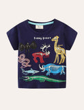 Toddler Boy Glowing Animal World Appliqu¨¦ 100% Cotton T-shirt - CCMOM