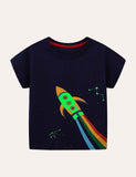 Toddler Boy Glowing Dinosaur Appliqu¨¦ 100% Cotton T-shirt - CCMOM