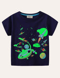 Toddler Boy Glowing Dinosaur Appliqu¨¦ 100% Cotton T-shirt - CCMOM