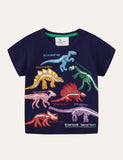 Toddler Boy Glowing Dinosaur Appliqu¨¦ 100% Cotton T-shirt - CCMOM