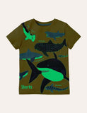 Toddler Boy Glowing Dinosaur Appliqu¨¦ 100% Cotton T-shirt - CCMOM