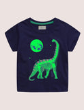 Toddler Boy Glowing Dinosaur Appliqu¨¦ 100% Cotton T-shirt - CCMOM