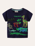 Toddler Boy Glowing Dinosaur Appliqu¨¦ 100% Cotton T-shirt - CCMOM