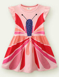 Toddler Girl Butterfly Print Flutter-sleeve Dress