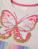 Toddler Girl Butterfly Sequin Gauze Splicing Rainbow Mesh Dress - CCMOM