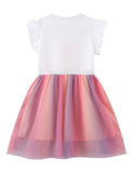 Toddler Girl Butterfly Sequined Flutter Sleeves Splicing Rainbow Mesh Dress - CCMOM