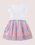 Toddler Girl Butterfly Sequins Flutter Sleeves Splicing Tulle Dress - CCMOM