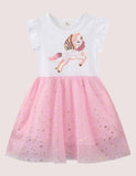 Toddler Girl Butterfly Sequins Flutter Sleeves Splicing Tulle Dress - CCMOM