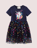 Toddler Girl Colorful Sequined Unicorn Tulle Dress