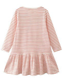 Toddler Girl Flower Embroidered Long Sleeve Ruffle Hem Dress - CCMOM
