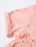 Toddler Girl Rabbit Print Short Sleeves 100% Cotton Dress - CCMOM