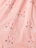 Toddler Girl Rabbit Print Short Sleeves 100% Cotton Dress - CCMOM