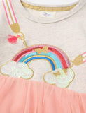 Toddler Girl Rainbow Sequin Gauze Long Sleeve Splicing Mesh Dress - CCMOM