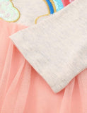 Toddler Girl Rainbow Sequin Gauze Long Sleeve Splicing Mesh Dress - CCMOM