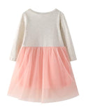 Toddler Girl Rainbow Sequin Gauze Long Sleeve Splicing Mesh Dress - CCMOM