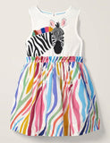 Toddler Girl Rainbow Zebra Appliqu¨¦ Sleeveless Splice Dress
