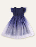 Toddler Girl Starry Sky Mesh Flutter-sleeve Party Dress - CCMOM