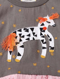 Toddler Girl Unicorn Appliqu¨¦ Long Sleeve Mesh Splice Dress - CCMOM