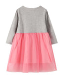 Toddler Girl Unicorn Embroidered Long Sleeves Mesh Splice Dress - CCMOM