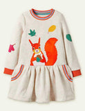 Toddler Kid Highland Green Cats Appliqu¨¦ Sweatshirt Casual Dress - CCMOM