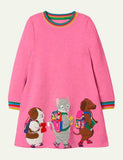 Toddler Kid Highland Green Cats Appliqu¨¦ Sweatshirt Casual Dress - CCMOM