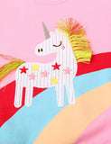 Toddler Kid Rainbow Unicorn Crew Neck Pull Over Sweatshirt - CCMOM
