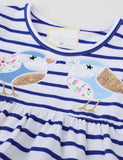 Two Birds Appliqu¨¦ Striped Dress - CCMOM