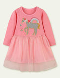 Unicorn Appliqu¨¦ Long Sleeve Dress