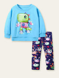 Unicorn Dinosaur Printed Sweatshirt Set - CCMOM