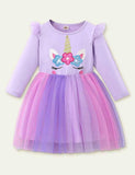 Unicorn Embroidered Long Sleeve Dress