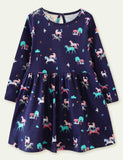 Unicorn Print Long Sleeve Dress