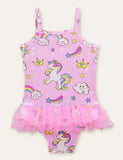 Unicorn Rainbow Printed Mesh Swimsuit - CCMOM